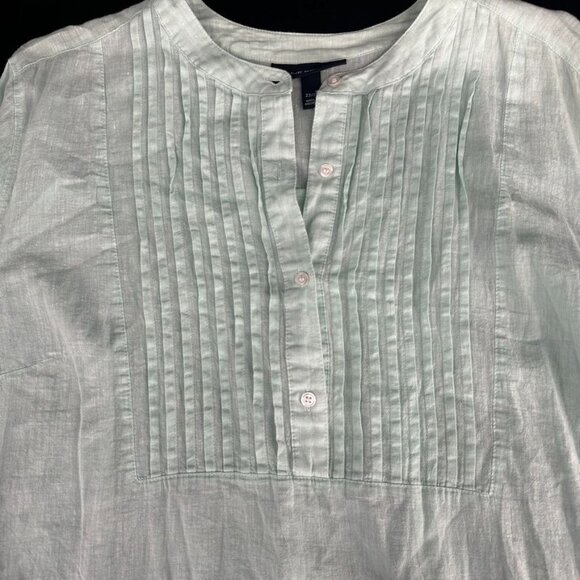 Lane Bryant Sea Foam Green Roll Up Sleeve Plus Size 22/24 Linen Top - Picture 8 of 8